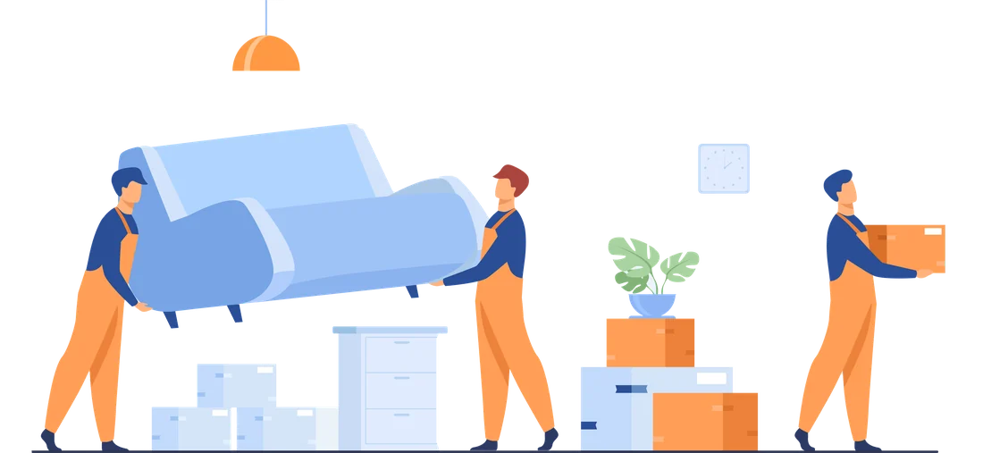 Movers loading furniture